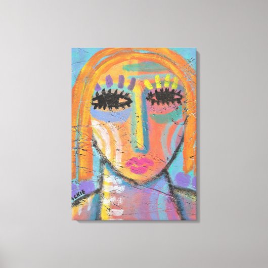 OSBボードで抽象芸術を絵画実行するには多すぎる キャンバスプリント (正面)