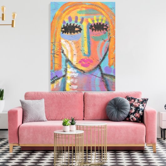 OSBボードで抽象芸術を絵画実行するには多すぎる キャンバスプリント (インサイチュ (リビング))