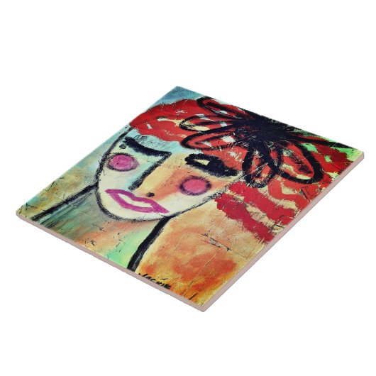 OSBボード上絵画の花の抽象芸術 タイル (側面)