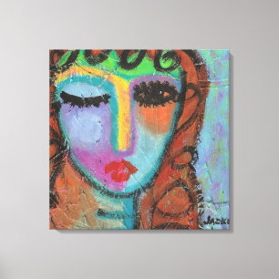 OSB上のアクリル抽象芸術絵画の縮れたバング キャンバスプリント
