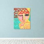 OSB上のビーチ抽象芸術ポートレートの赤頭 キャンバスプリント (インサイチュ (ウッドフロア))