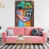 OSB上のピース絵を描抽象芸術アクリル キャンバスプリント (インサイチュ (リビング))