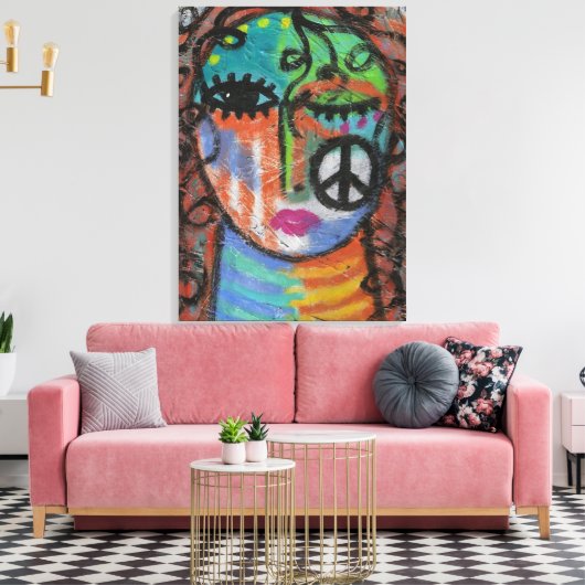 OSB上のピース絵を描抽象芸術アクリル キャンバスプリント (インサイチュ (リビング))