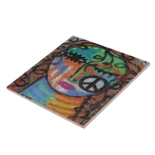 OSB上のピース絵を描抽象芸術アクリル タイル (側面)