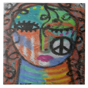 OSB上のPeace Acryl絵画抽象芸術 タイル