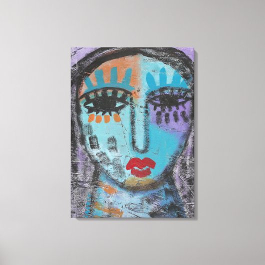 OSB離れ上の抽象芸術の背後の過去絵画。 キャンバスプリント (正面)