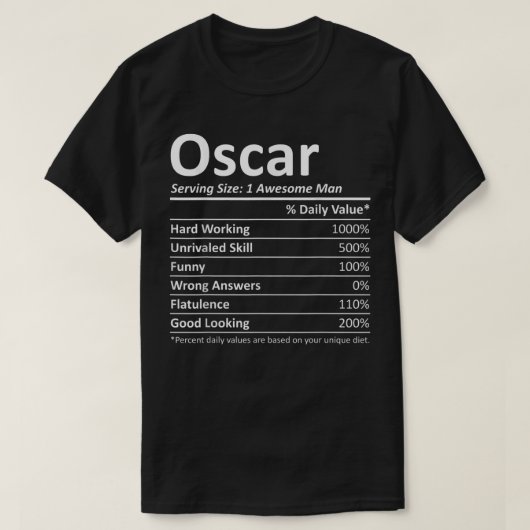 OSCAR栄養おもしろい誕生日名パーソナライズされたG Tシャツ (デザイン正面)