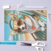 Oscar Just Chillin'、Corgi on theビーチ 薄葉紙 (クラフト)