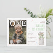 Oscar the Grouch Green Confetti First Birthday 招待状 (スタンド正面)