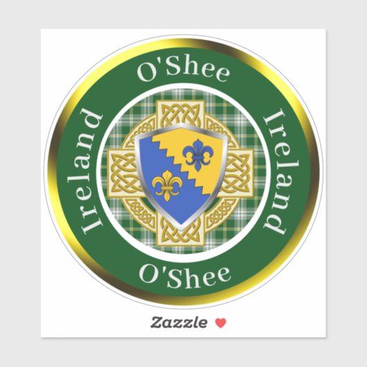 O'Shee Irish Shield/Celtic Cross Personalized シール (シート)