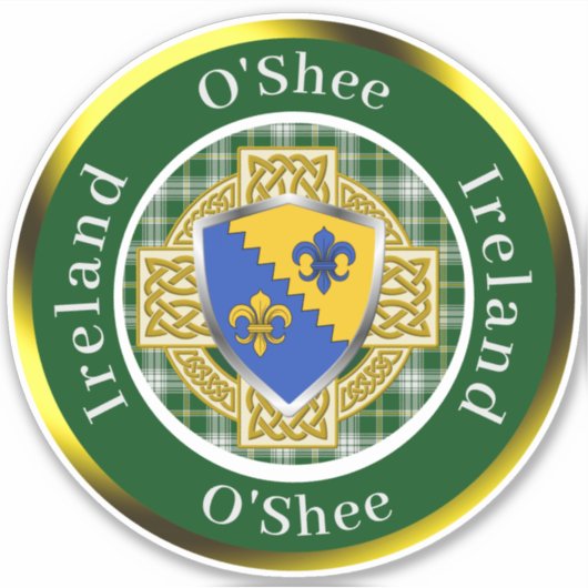 O'Shee Irish Shield/Celtic Cross Personalized シール (正面)