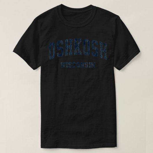OshkoshウィスコンシンWIヴィンテージ大学スポーツ海軍D Tシャツ (デザイン正面)