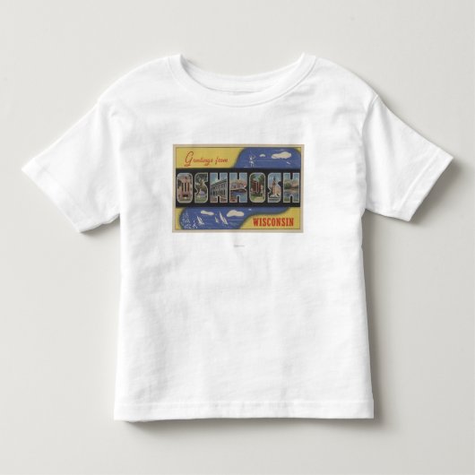 Oshkosh、ウィスコンシン-大きい手紙場面 トドラーTシャツ (正面)