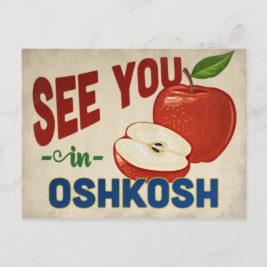 Oshkosh Wisconsin Apple – ヴィンテージトラベル ポストカード (正面)