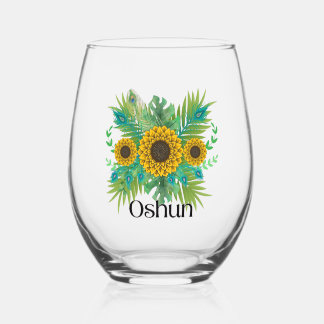 Oshun Goddess Sunflowers ステムなしワイングラス