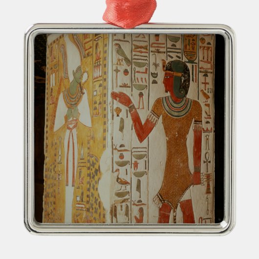 Osirisおよび司祭の身に着けていることを描写する柱 メタルオーナメント (正面)