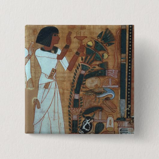 OsirisのThの本からのページの燻蒸 缶バッジ (正面)