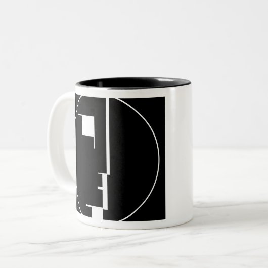Oskar Schlemmerのバウハウスのロゴ ツートーンマグカップ (正面左)
