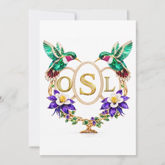 OSL Hummingbird Wedding Any Letters Custom CO 招待状 (正面)