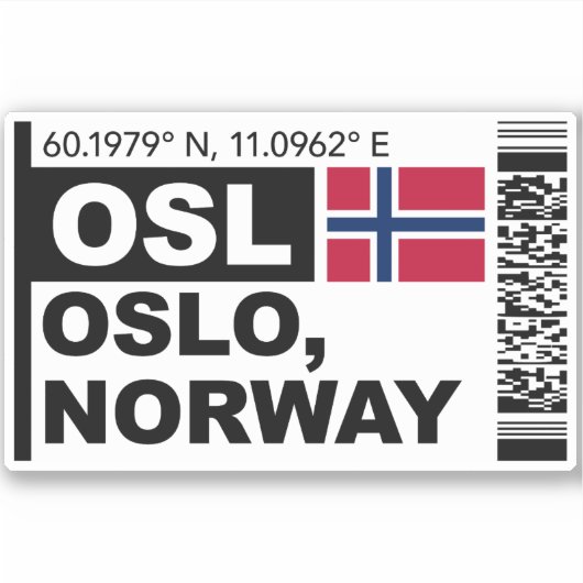 OSL Oslo Boarding Pass - Norway Travel シール (正面)
