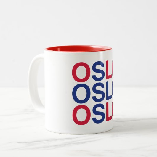 OSLOノルウェー国旗 ツートーンマグカップ (正面左)