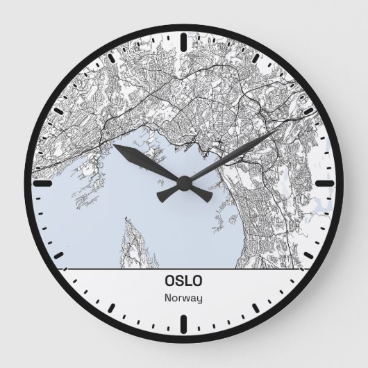 Oslo Clock City Line Art ラージ壁時計 (正面)