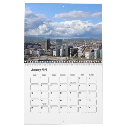 Oslo-Norway Calendar カレンダー (1月 2026)