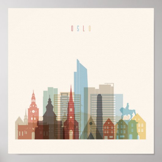Oslo, Norway | City Skyline ポスター (正面)