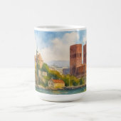 Oslo Norway Watercolor, Scandinavian Cityscape Art コーヒーマグカップ (中央)