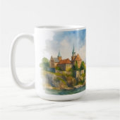 Oslo Norway Watercolor, Scandinavian Cityscape Art コーヒーマグカップ (左)
