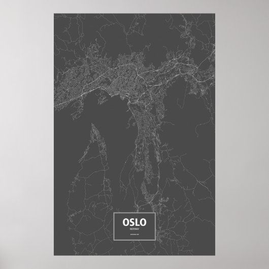 Oslo, Norway (white on black) ポスター (正面)
