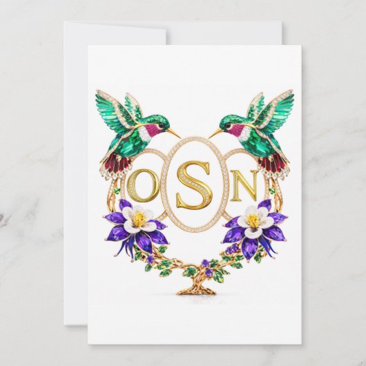 OSN Hummingbird Wedding Any Letters Custom CO 招待状 (正面)