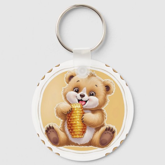 oso comiendo miel キーホルダー (正面)