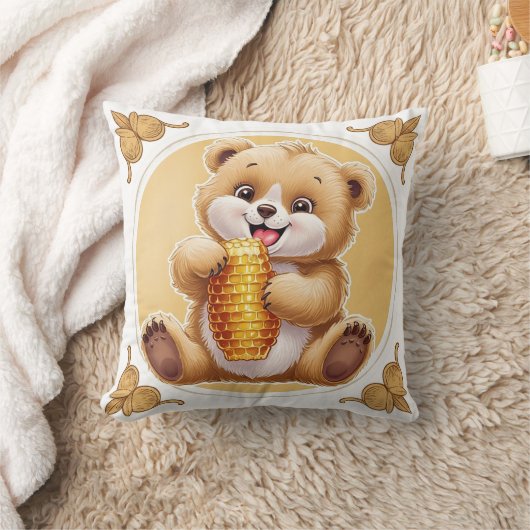 oso comiendo miel クッション (ブランケット)