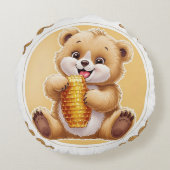 oso comiendo miel ラウンドクッション (裏面)