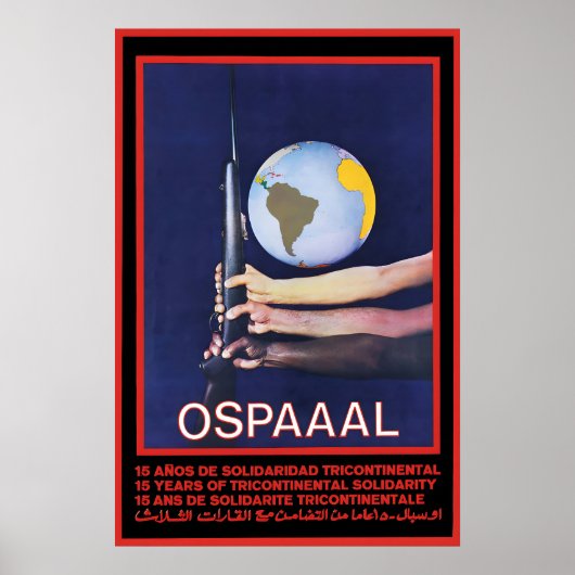 OSPAAAL Poster 15 years of solidarity on three ポスター (正面)