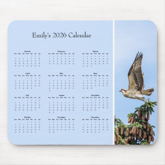 Osprey - カスタマイズ可能な2026年カレンダー マウスパッド (正面)