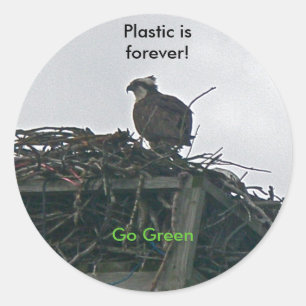 Osprey on Nest Plastic is forever環境にやさしいことをしようシール ラウンドシール