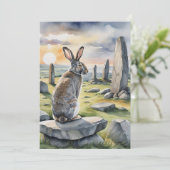 Ostara Bunny Spring Equinox Eostre Wicca シーズンカード (スタンド正面)