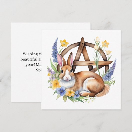 Ostara Bunny Spring Equinox Eostre Wicca シーズンカード (正面/裏面)