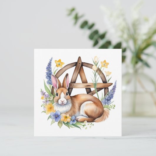 Ostara Bunny Spring Equinox Eostre Wicca シーズンカード (スタンド正面)