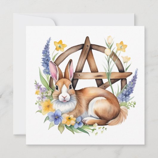 Ostara Bunny Spring Equinox Eostre Wicca シーズンカード (正面)