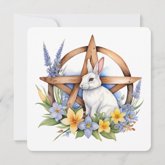 Ostara Bunny Spring Equinox Eostre Wicca シーズンカード (正面)