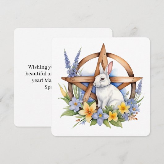 Ostara Bunny Spring Equinox Eostre Wicca シーズンカード (正面/裏面)