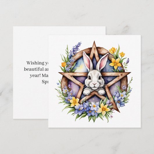 Ostara Bunny Spring Equinox Eostre Wicca シーズンカード (正面/裏面)