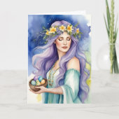 Ostara Goddess Spring Equinox Sabbat Wicca Holiday カード (正面)
