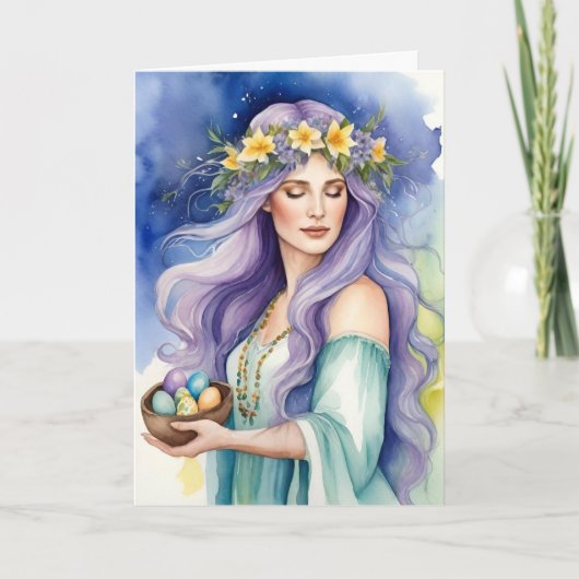 Ostara Goddess Spring Equinox Sabbat Wicca Holiday カード (正面)