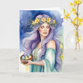 Ostara Goddess Spring Equinox Sabbat Wicca Holiday カード (黄色い花)