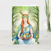 Ostara Goddess Spring Equinox Sabbat Wicca Holiday カード (正面)