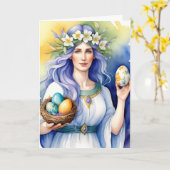 Ostara Goddess Spring Equinox Sabbat Wicca Holiday カード (黄色い花)